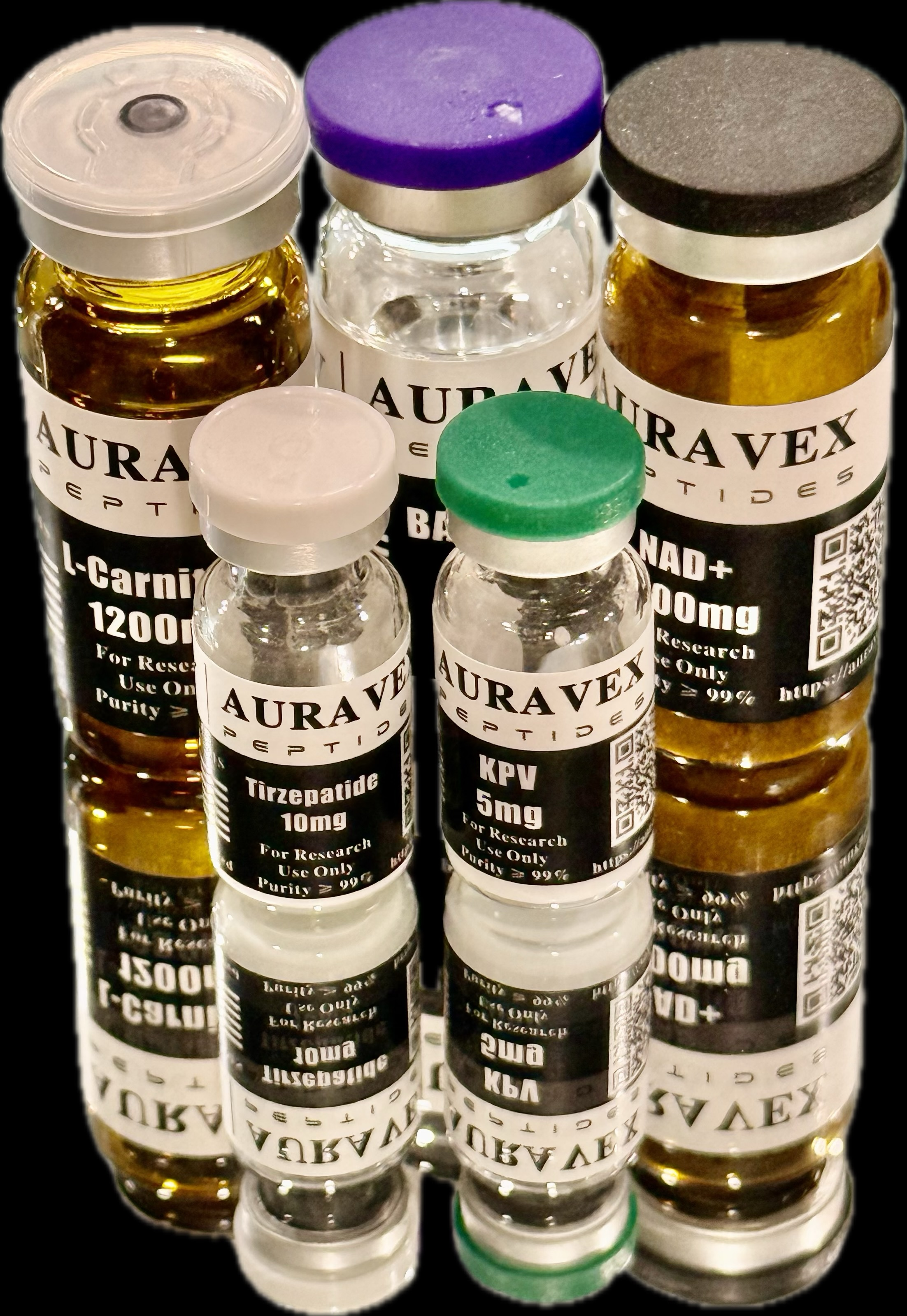 Auravex research laboratory vial group photograph