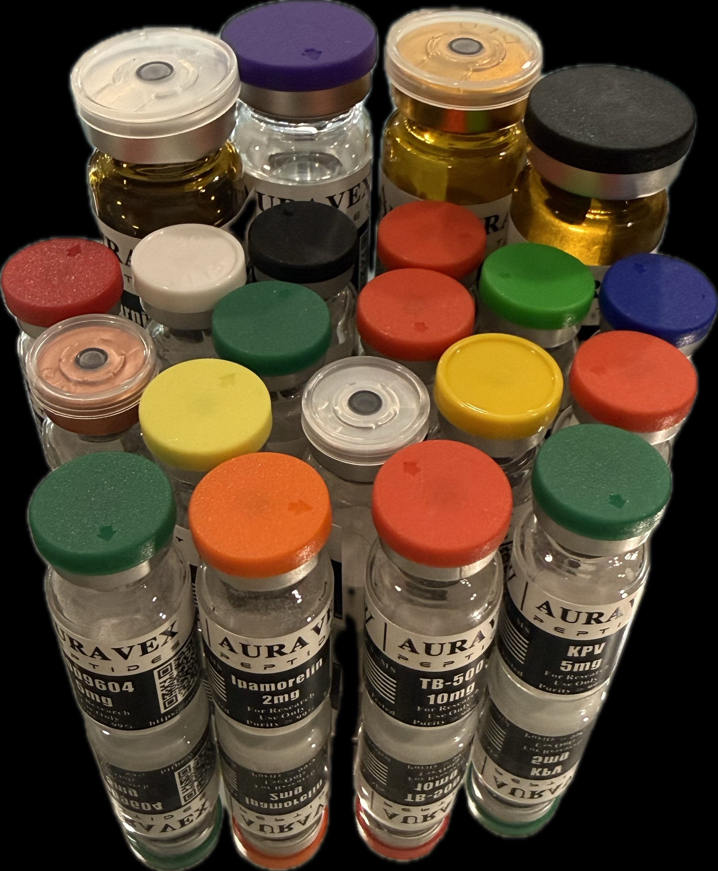Sealed laboratory research vial assortment demonstrating verified batch inventory